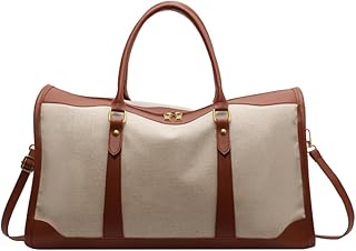 Equipaje de viaje retro de lona para mujer, bolsa de viaje deportiva, fitness, viaje corto, gran capacidad, color marrón