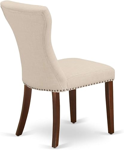 Miniatura 8 de East West Furniture Dublin - Juego de comedor de madera de 5 piezas en caobabeige claro