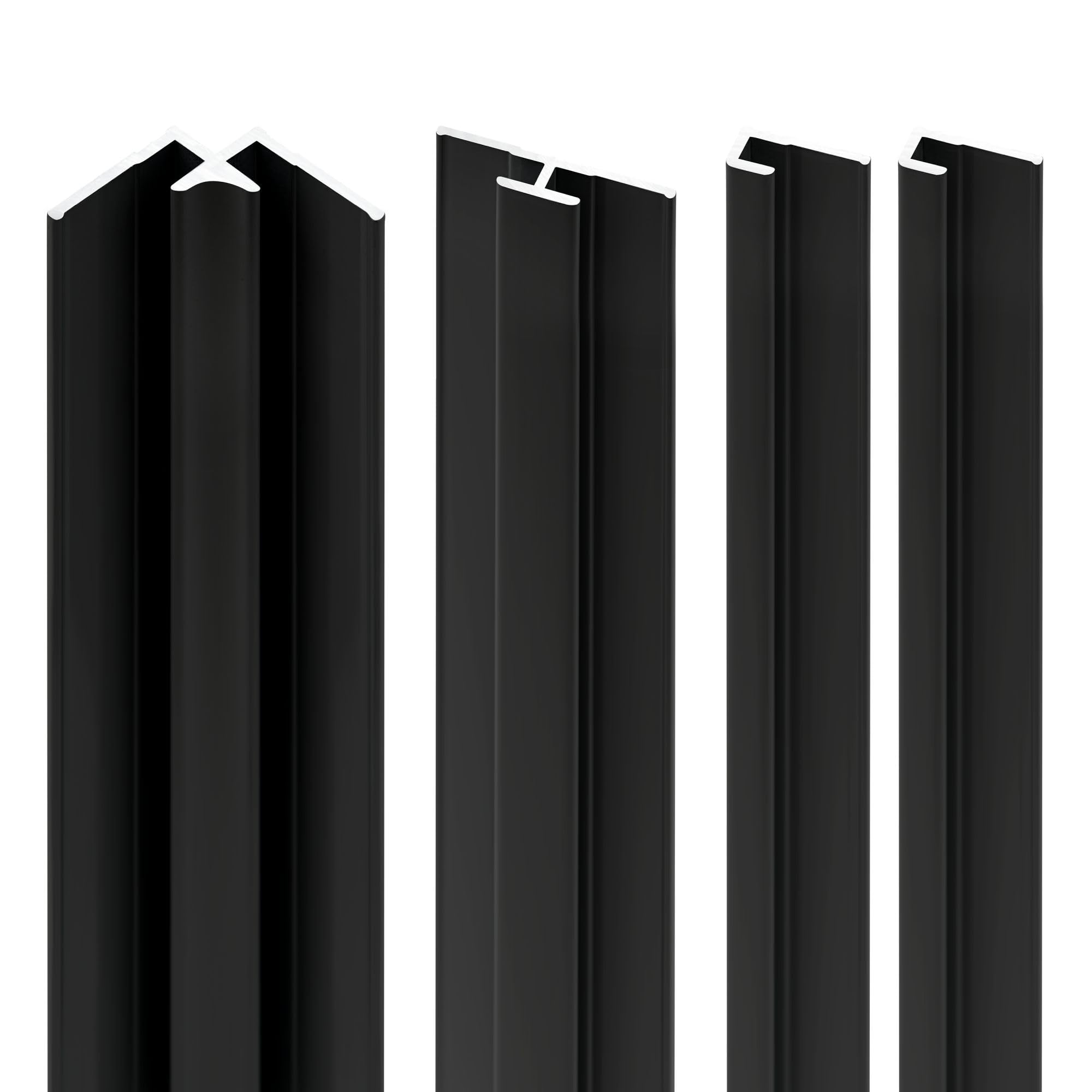 Schulte pack de 4 profilés à 210 cm: 2 profilés de finition + 1 profilé d'angle intérieur + 1 profilé d'extension, noir, pour panneau mural de salle de bains DécoDesign, revêtement décoratif douche