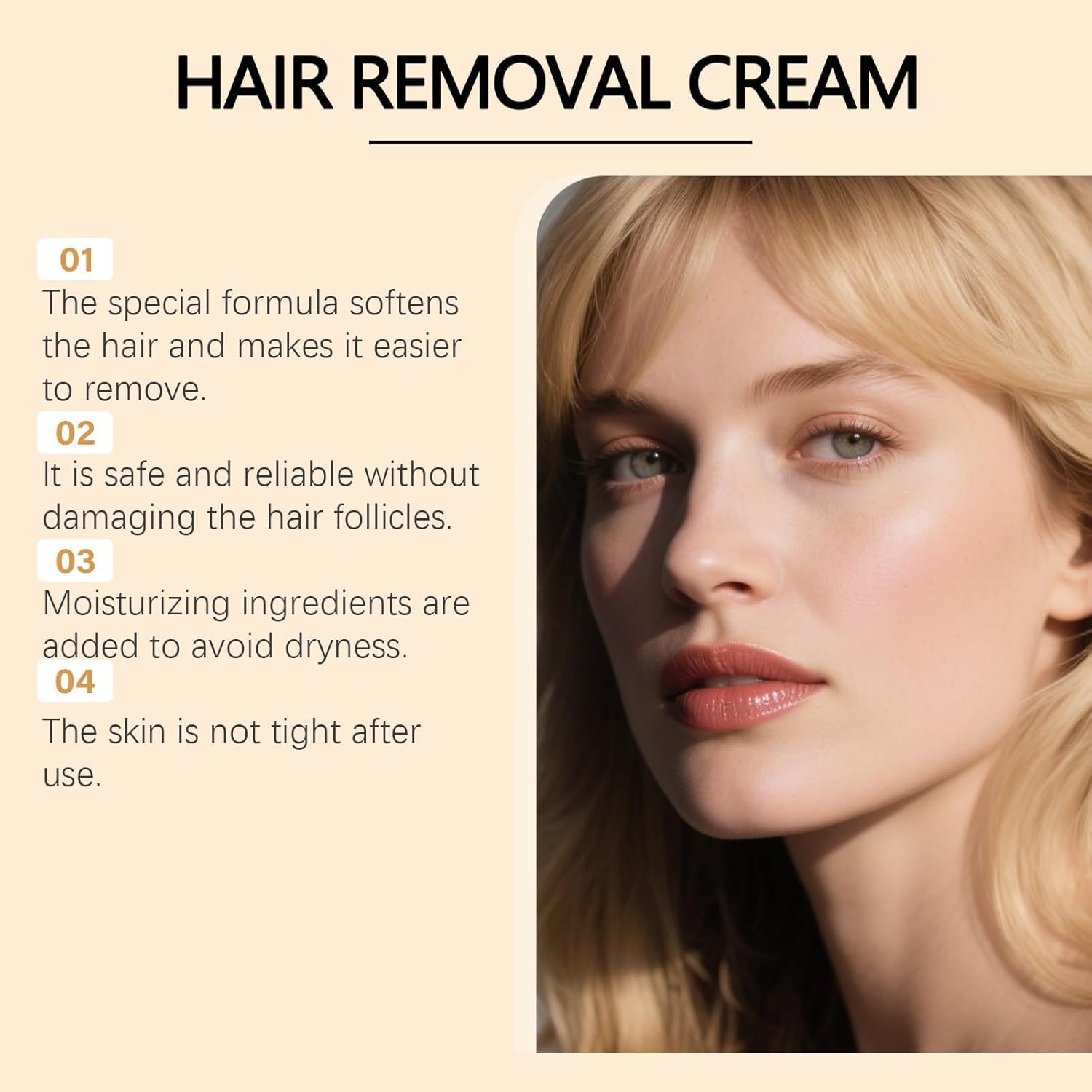 Crema depilatoria Aurlux per il viso, kit trilogia depilatoria con crema, gel levigante e lozione idratante, formula delicata per tutti i tipi di pelle,1PCS