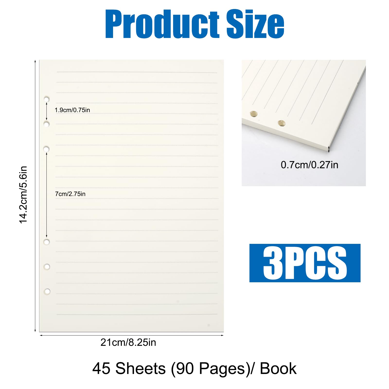 3 Ricariche Carta A5 A Righe | 135 Fogli Per Agenda Filofax | Blocco Note 6 Fori - Foto 11