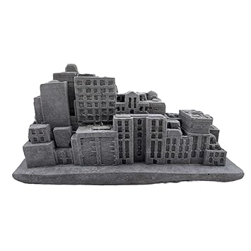 SINQORCN 4.06x2.17in Aquarium Fish Tank Decorations-Destroyed City?There are Many Styles to Buy and Match,Cement Broken Building Model Crafts,Put it in a Fish Tank, Living Room or Office