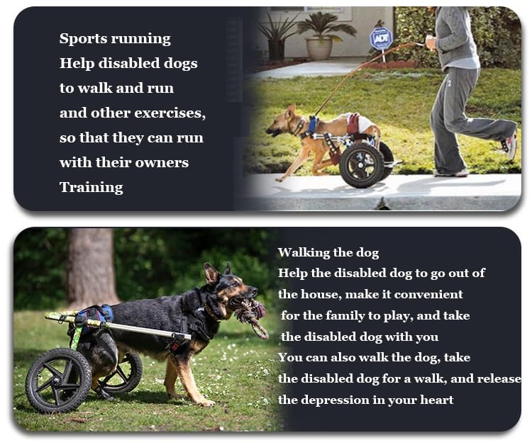 LFHWHKJ Rollstuhl for kleine Hunde mit Zugseil for die Hinterbeine, Verstellbarer Hundewagen mit 2 Rädern, leichte Gehhilfen for die Hinterbeine von Haustieren, Beinschiene und Hüftstütze(Red,M)