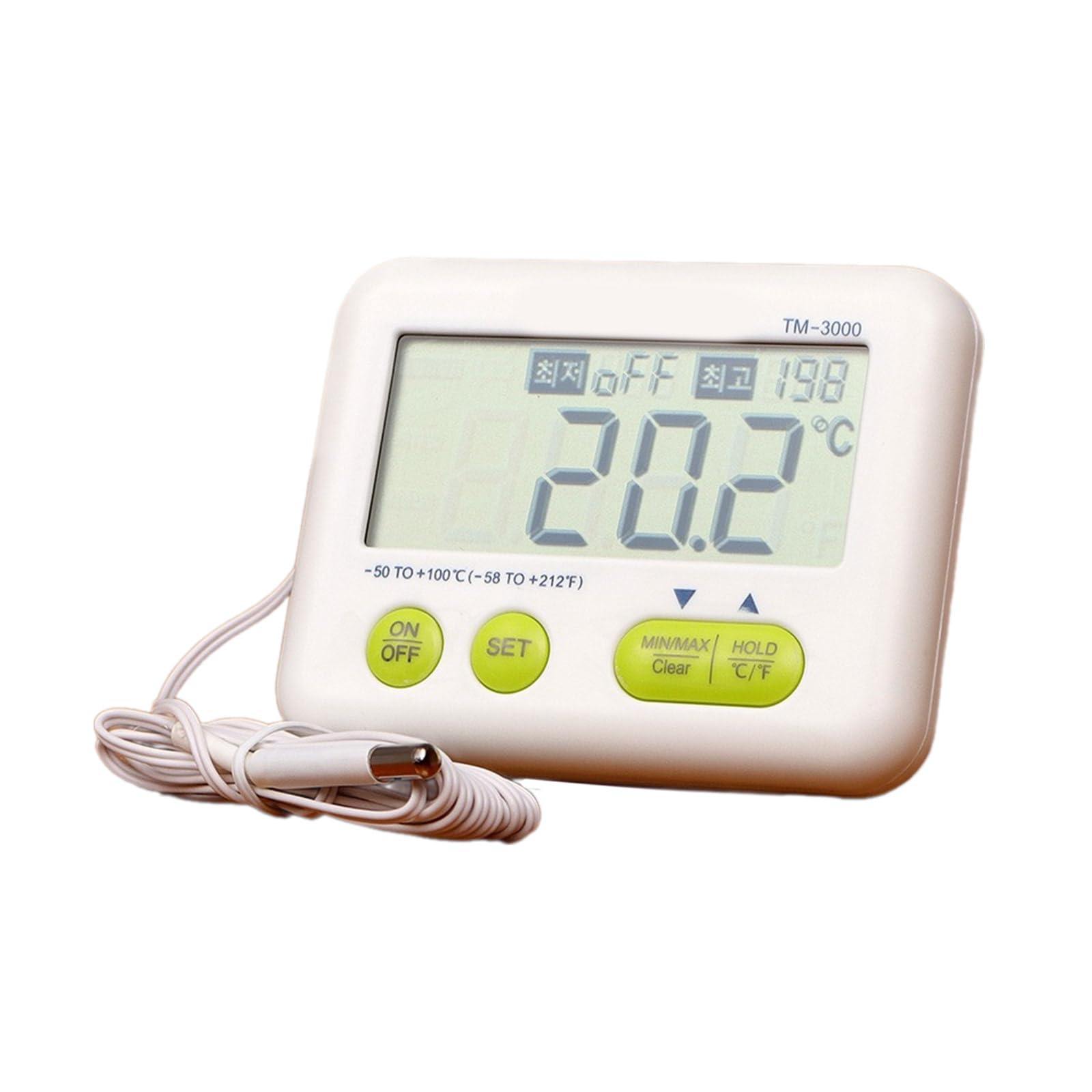 Termometro con sonde e allarme, grande display digitale, rilevatore di temperatura per acquari interni frigorifero