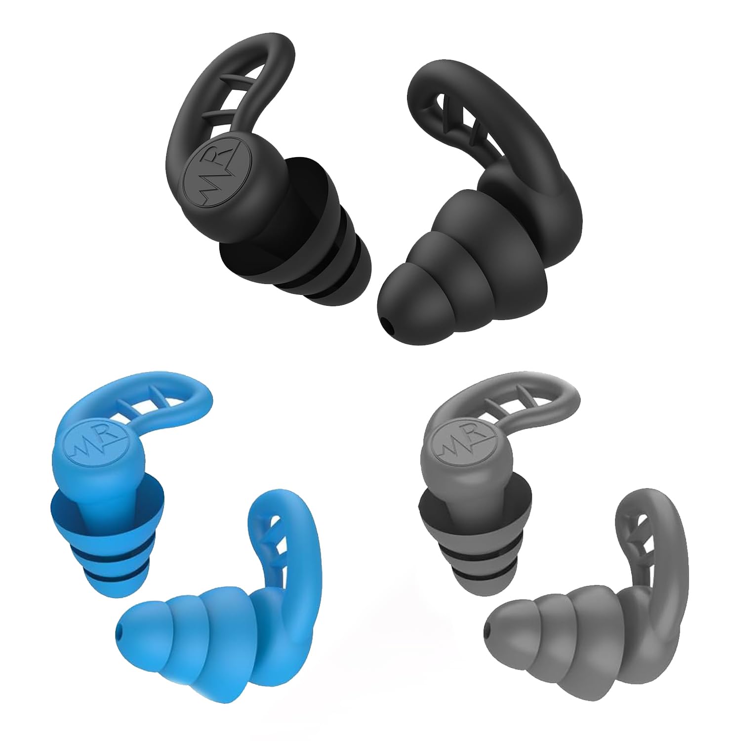 3 Pair Ear Plugs for Noise Cancellation, Noise Cancellation Ear Plugs for Sleeping and Swimming, Set with Large Size Silicone Earplugs in Black, Gray, and Blue Colors for Travel and Study-image-35