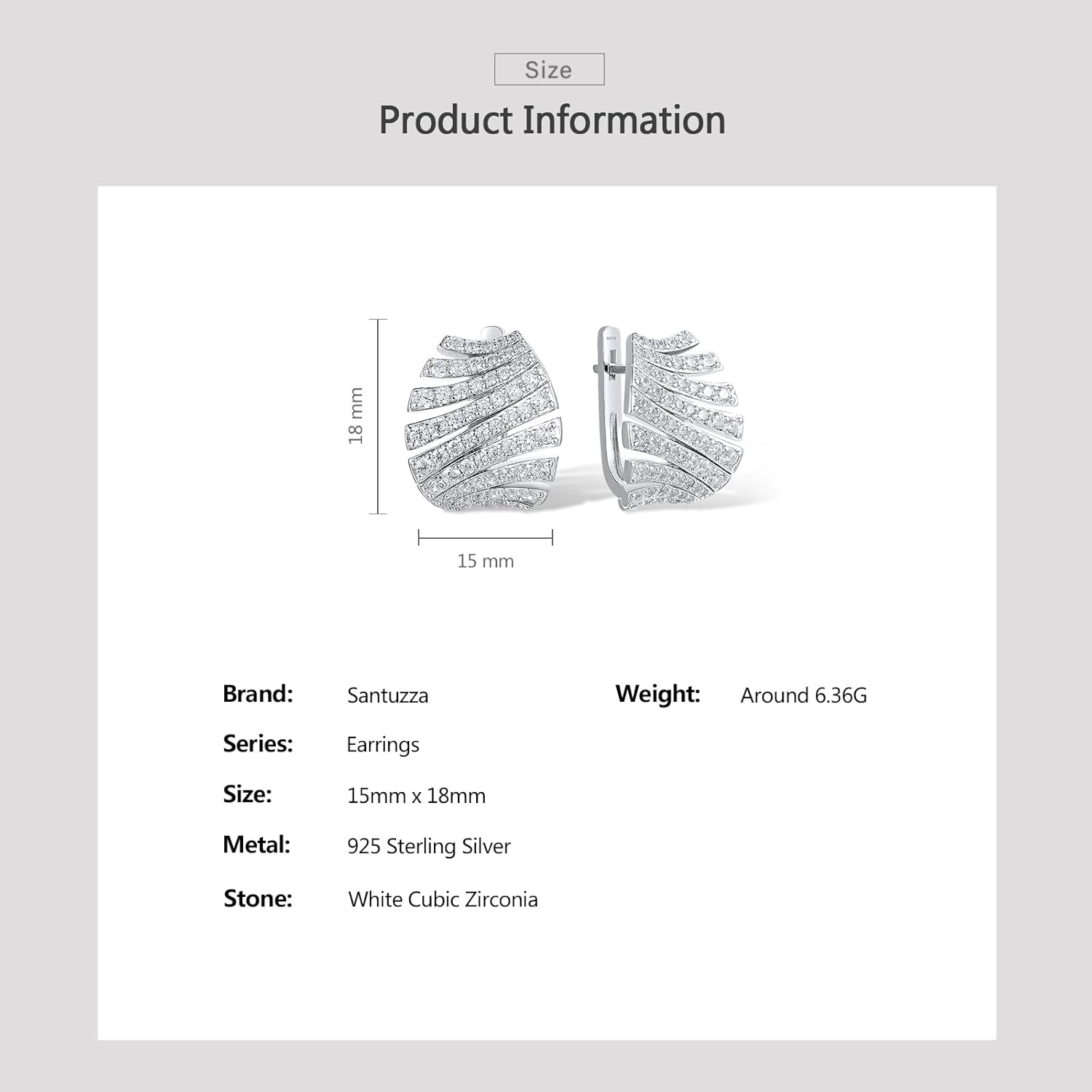 Santuzza 925 Sterling Silver Gemstone Streamline Shell Shape Earrings White Cubic Zirconia Dangle Earrings for Women - Image 4