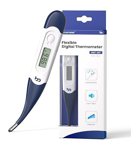 femometer Termómetro oral para adultos y niños, termómetro digital oral, axilas y rectales de rápida precisión con punta flexible, azul marino