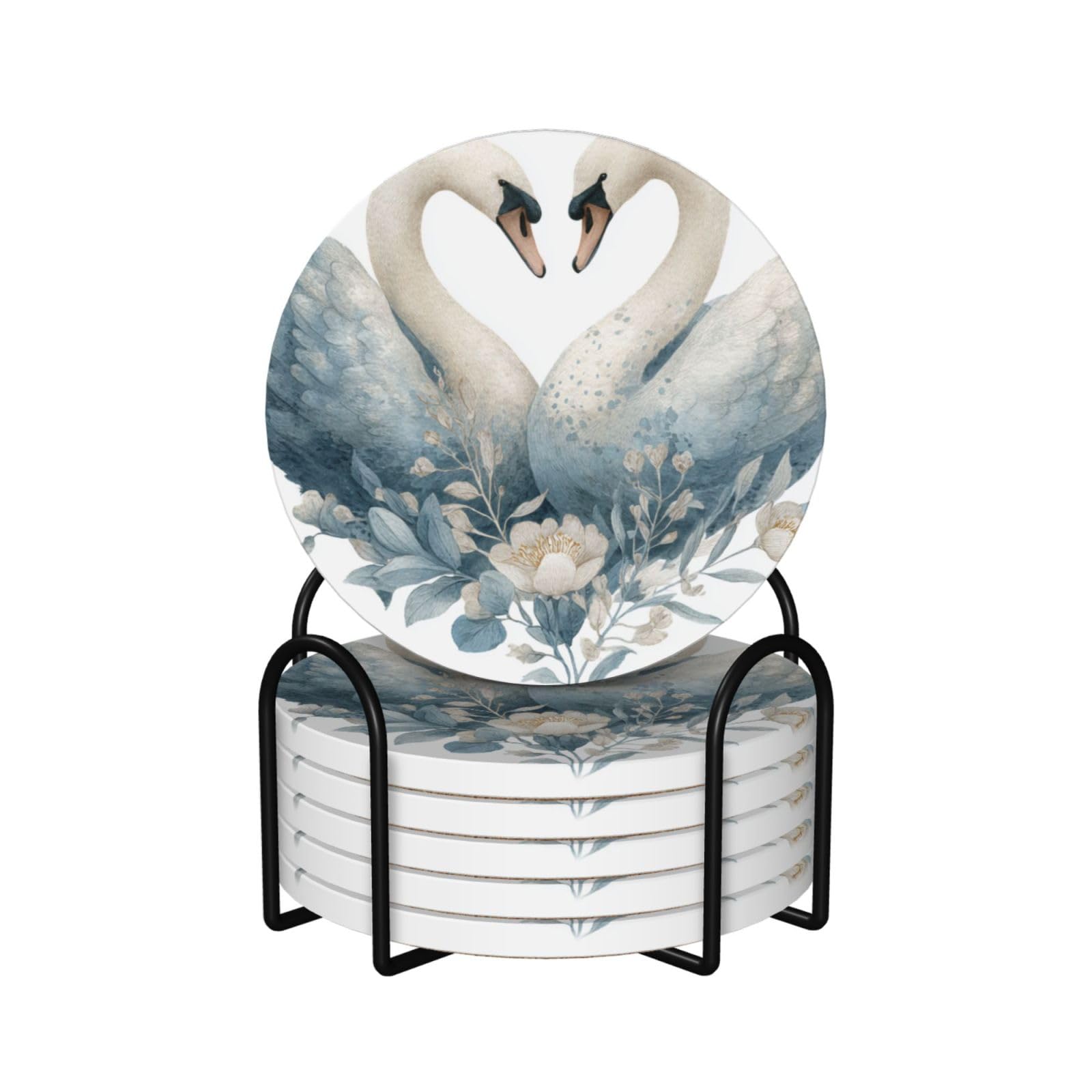 Dessous de verre céramique motif cygnes pour sublimer vos pauses café
