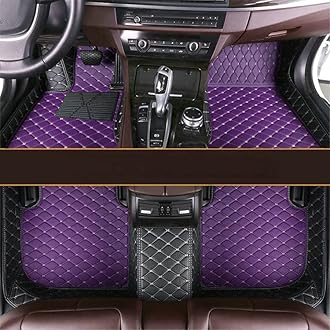 Custom All-Weather Protection Leather Car Floor Mats for Cars Sedan SUV Sports Car Waterproof Floor Mat (Purple&Black)