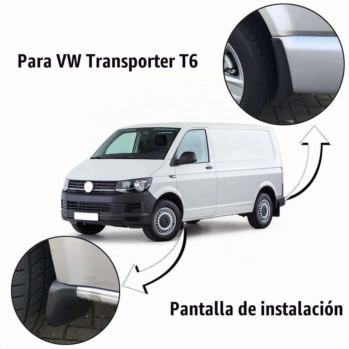 Juego de Guardabarros Moldeado para Caravelle T6 Multivan Kombi 2015 en Adelante, con Solapa Delantera y Trasera, 4 Unidades