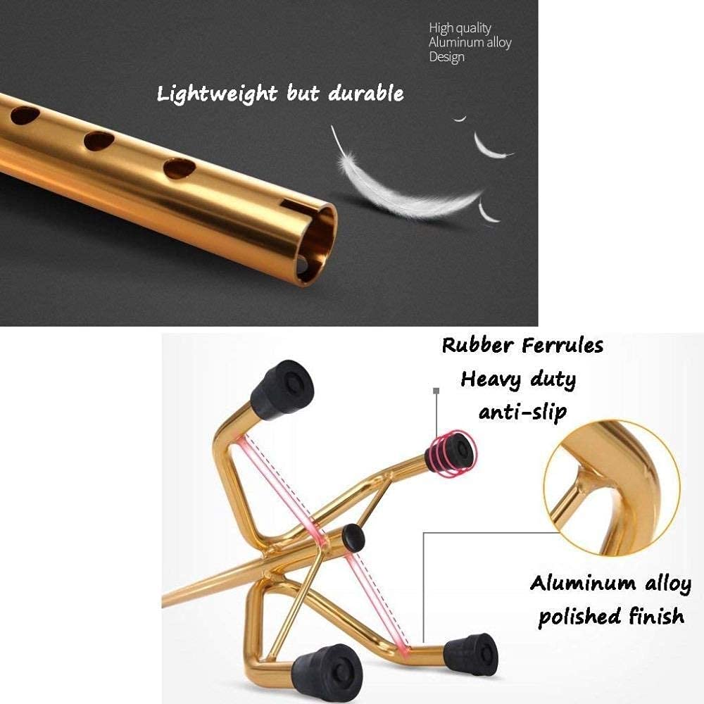 Laski Kule do chodzenia Lekki stop aluminium z gąbką Ergonomiczny uchwyt 10 regulowanych poziomów wysokości dla starszych mężczyzn lub kobiet Niepełnosprawna laska z 4 nogami Antypoślizgowa podstawa