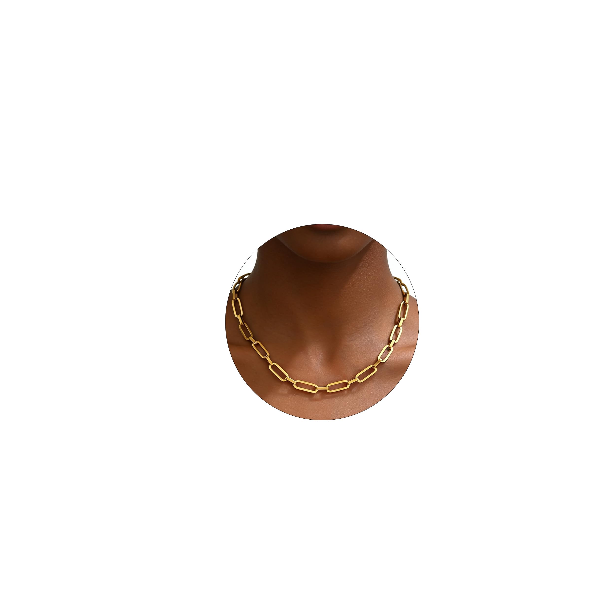 RATVIU Chunky Necklace for Women 18K Gold Plated Thick Chain Dainty Figaro Cuban Paperclip Chain Simple Beaded Necklace Trendy Gold Chain Jewelry Gift