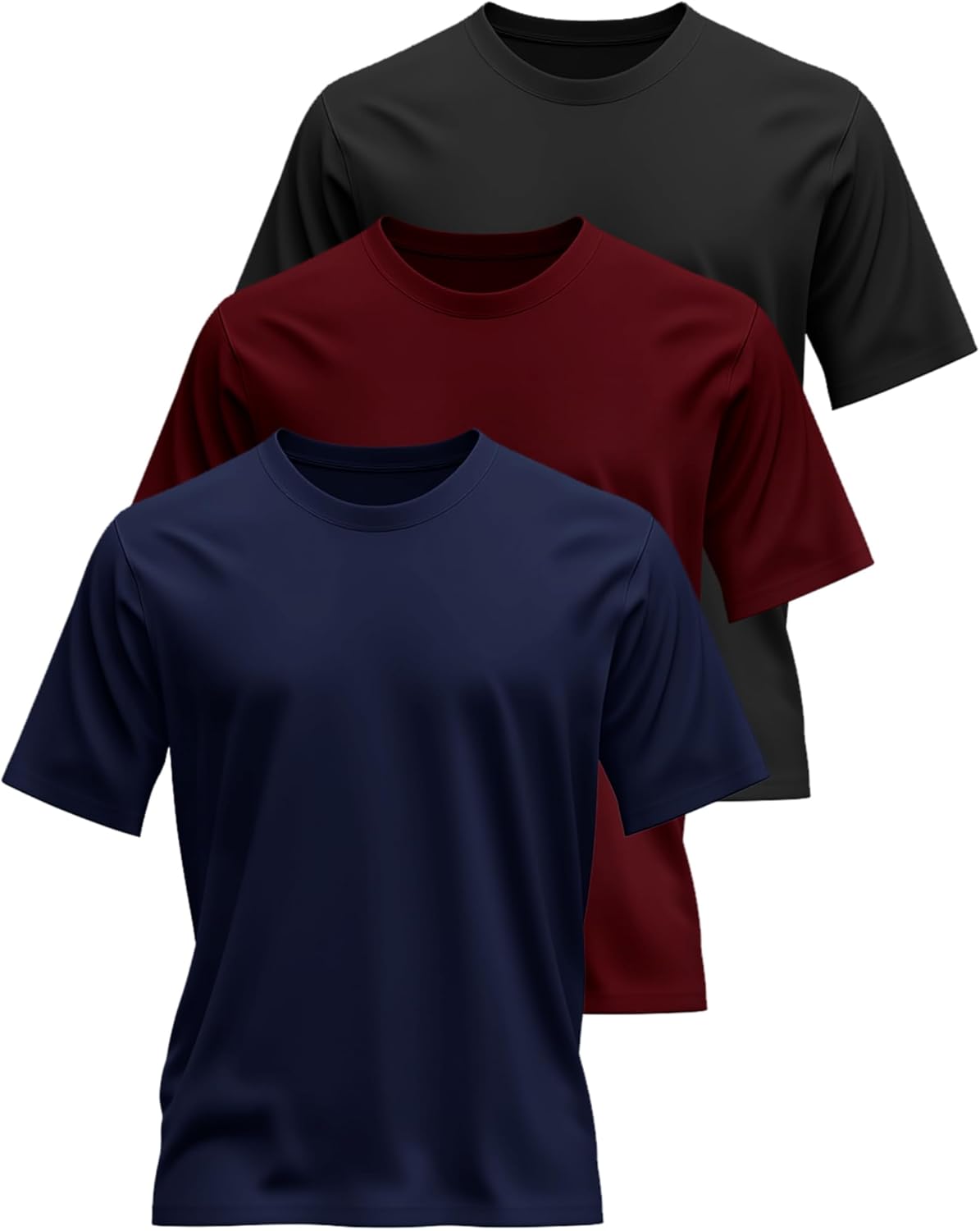 Riyiper 3 Pack Men's Big and Tall Shirts Half Sleeve Cotton Tee Crew Neck Elbow Length Top Casual Loose Fit T Shirts - Image 4