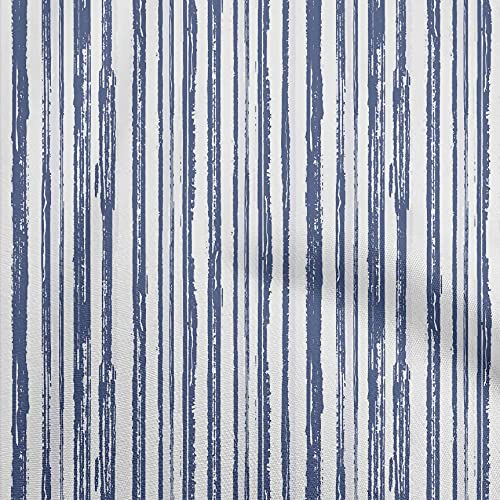 oneOone Cotton Poplin Blue Fabric Striped Line Fabric for Sewing Printed Craft Fabric By The Yard 42 Inch Wide