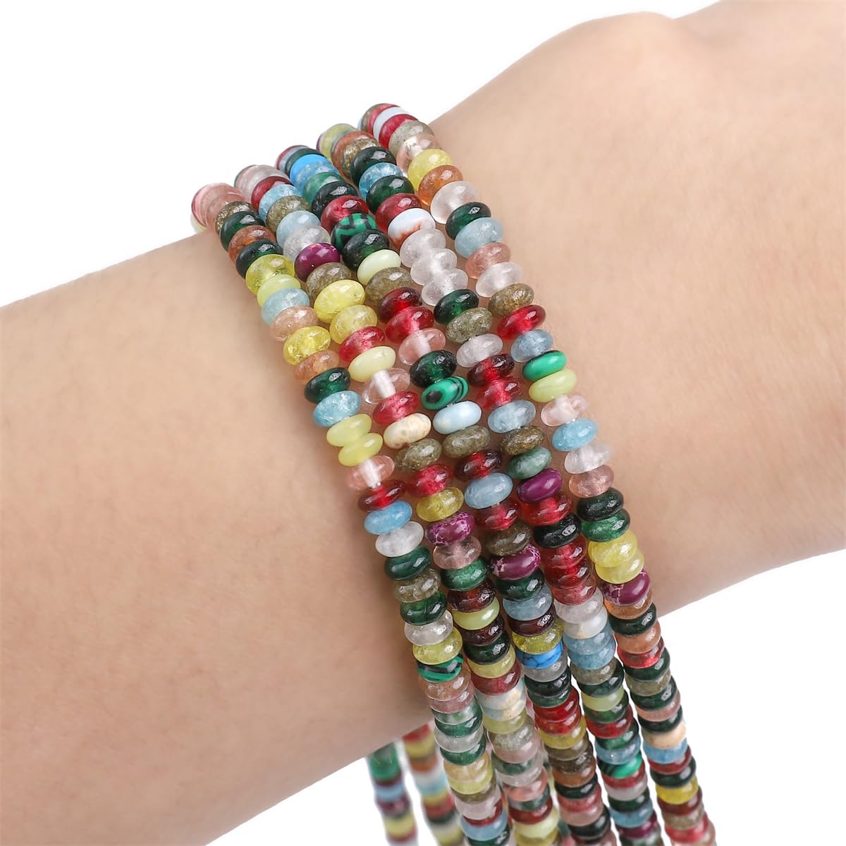 Natural Mix Colored Stone Spacer Beads Caps Rondelle Disk Loose Beads for Beading Jewelry Making 4mmx2mm 38cm - Image 5