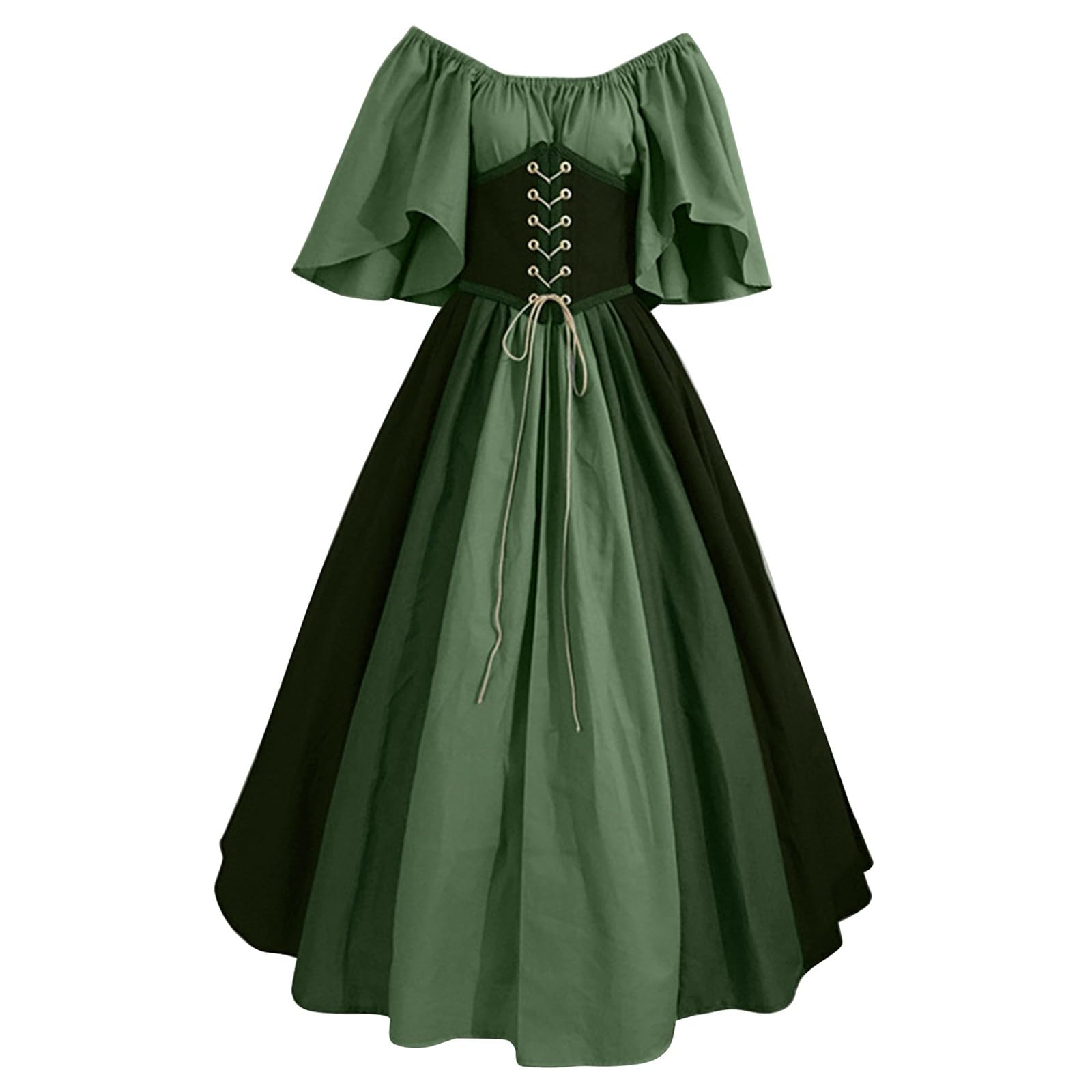 Womens Renaissance Costume Vintage Elegant Lace up Halloween Gown Princess Dress with Corset Medieval Evening Party Prom Cocktail Swing Victorian Dresses for Ladies