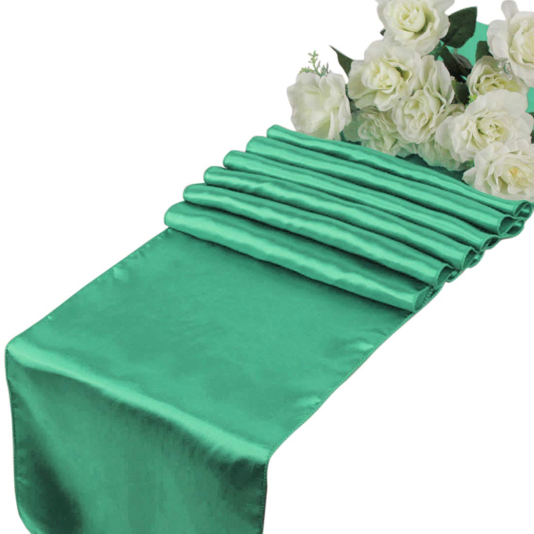 EDecor Pack of 12 Satin Table Runners for Wedding Party Event Banquet Dinning Table Decoration 12 X 108 Inch - Mint