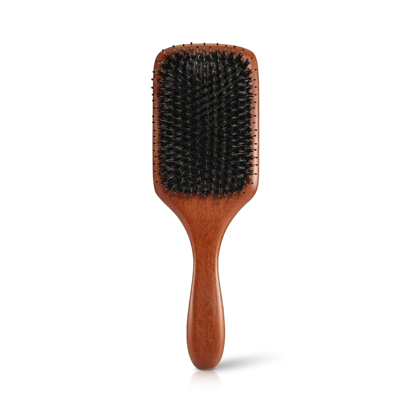 Cepillo for el cabello, cepillo de cerdas de jabalí for mujeres y hombres, cepillo de cerdas naturales suaves for cabello fino y fino, restaura el brillo y la textura