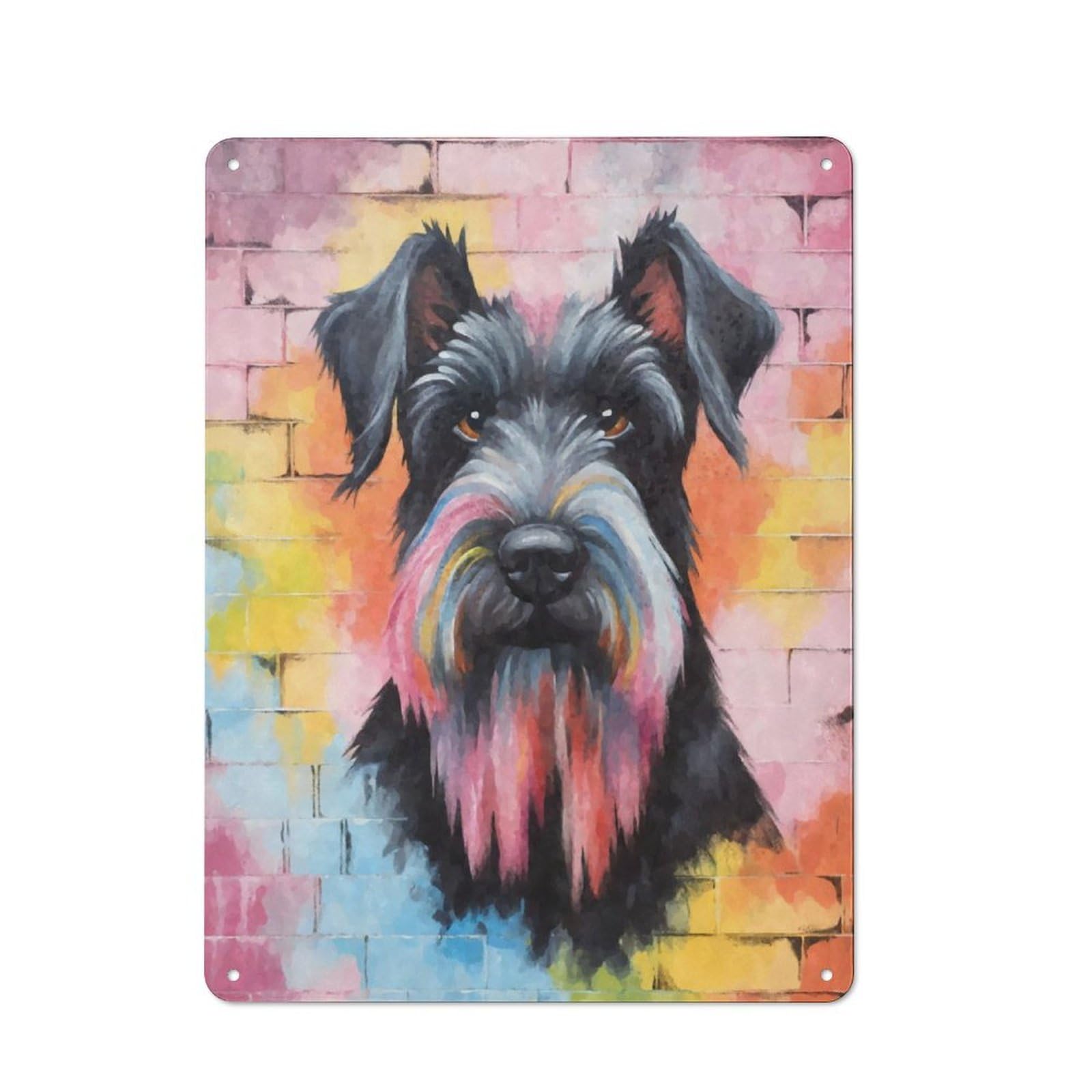 Junmoney Giant Schnauzer Graffiti Metal Sign 40X30cm With For Workshop Wall, Rustic Decor, For Collectors Decorating Workshops And Hobby Rooms
