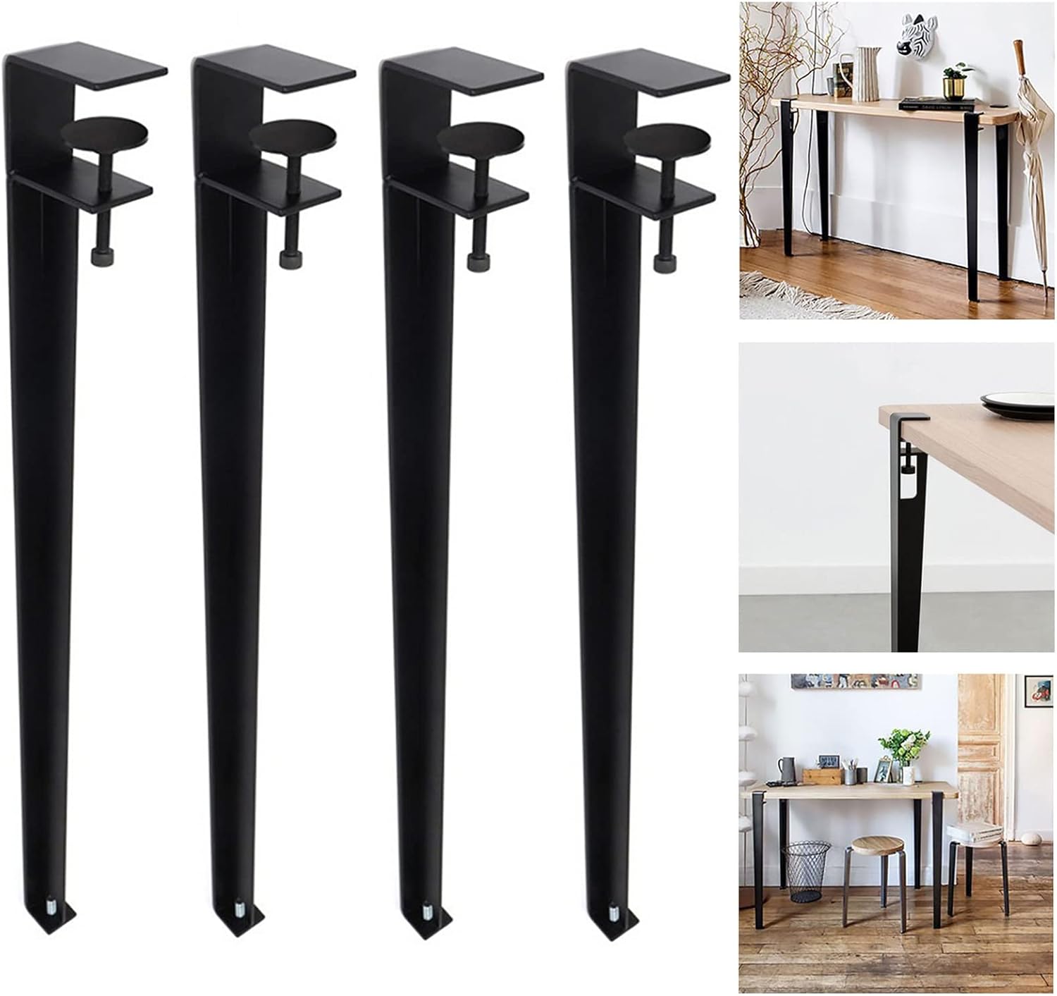 Table Clamp Legs, 71cm Adjustable Metal Table Legs, 4pcs FShape Dining