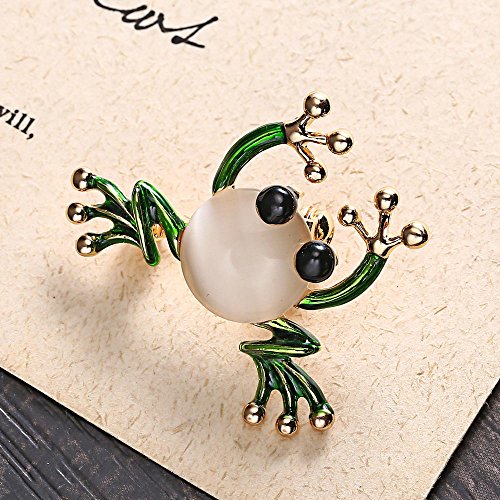 Image of AOCHEE Vintage Big Metal Rhinestone Frog Brooch Enamel Green Crown Frog Brooch Pin Jewelry