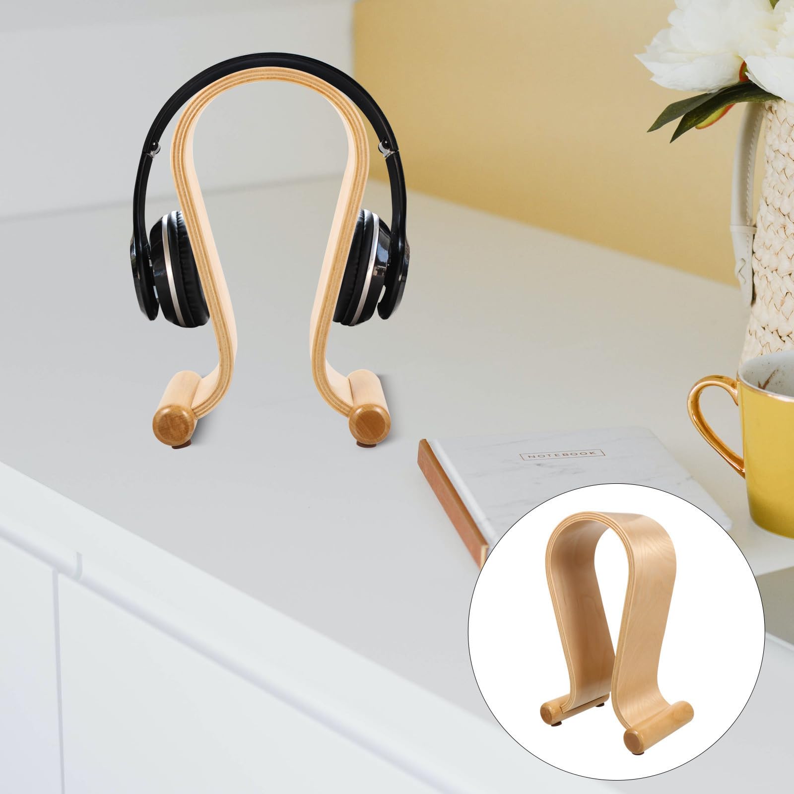 ABOOFAN Supporto Cuffie in Legno di Noce a U per Scrivania
