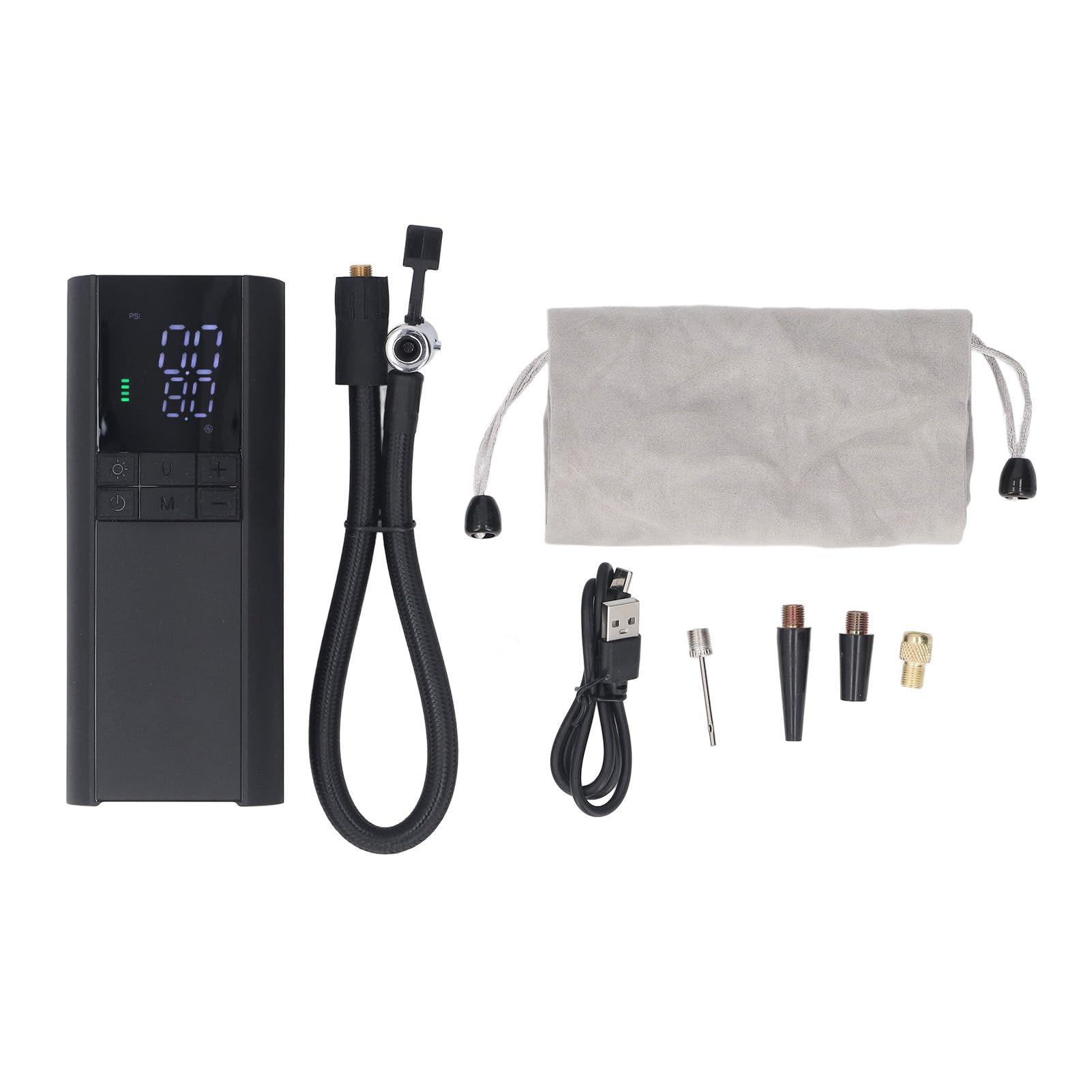 Elektryczna Pompka do Opon 8000 MAh, Przenośna Pompka do Opon ze Stopu Aluminium, Inflator 150 Psi z Manometrem, Lampka LED i Power Bank do Samochodu, Motocykla, Roweru, Piłek i