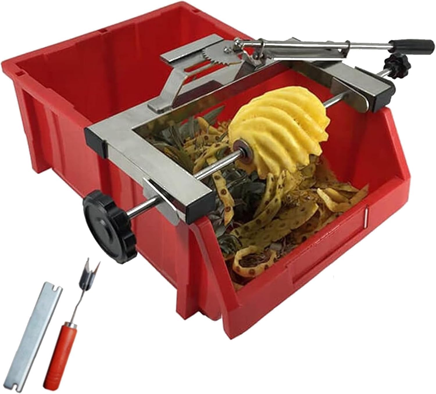 Manual Pineapple Peeling Machine, Adjustable Stand Pineapple Processing Equipment, with Frame, Health Safe Fast Peeling Tool Manual Pineapple Peeling Machine, Adjustable Stand Pineapple Processing Equipment, with Frame, Health Safe Fast Peeling Tool