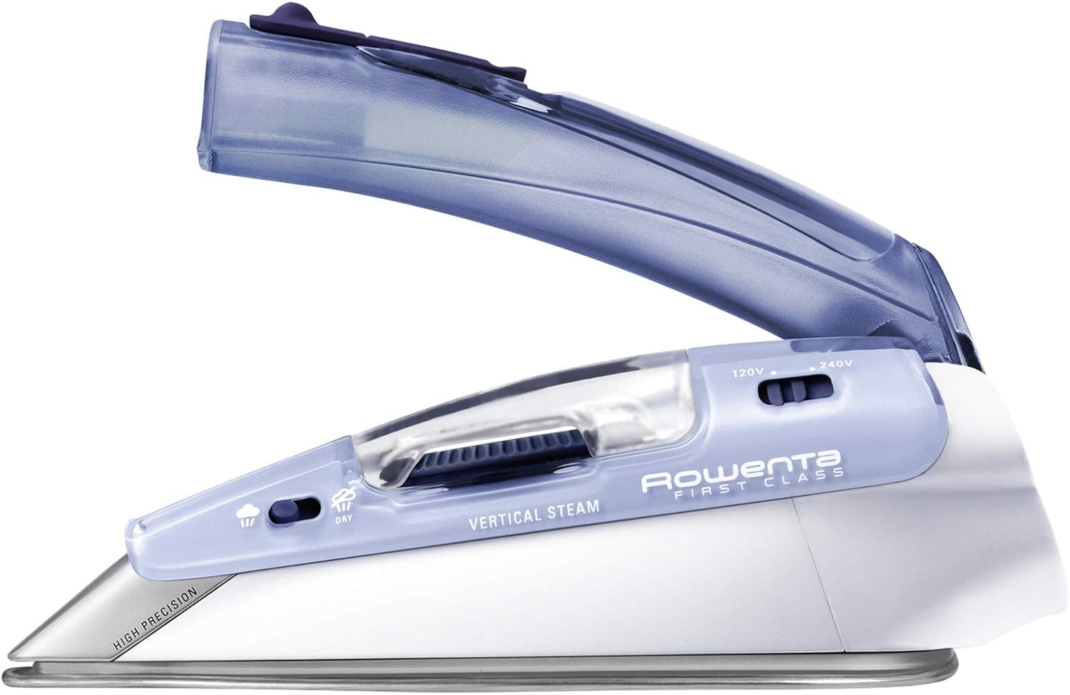 Rowenta First Class DA1510F1 - Plancha de viaje 1000 W, portátil y de fácil transporte, gran rendimiento con golpe de vapor de 45 gr/minuto, plegable con punta de precisión y doble voltaje 120 - 240 V
