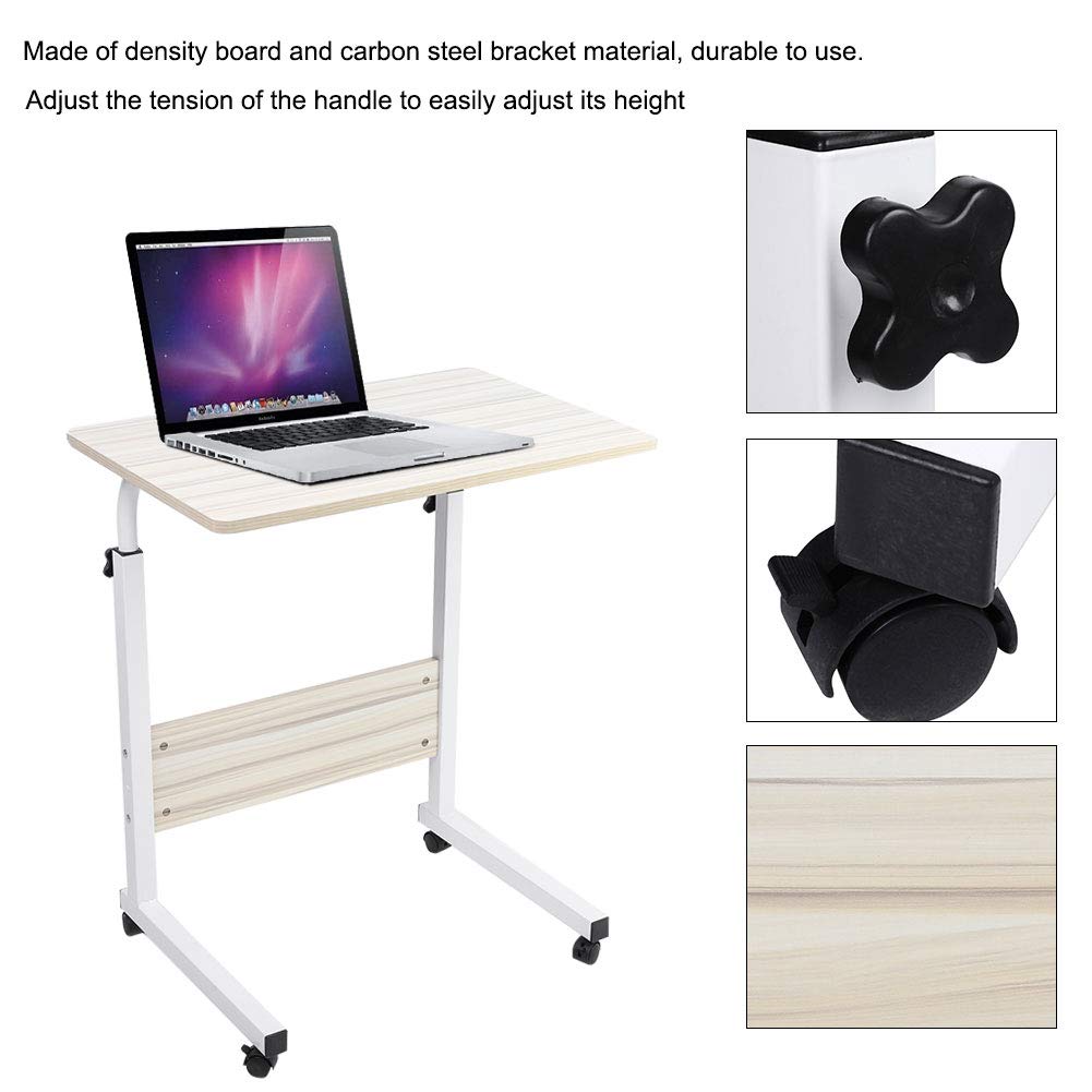 Generic Regulowane Biurko na Laptopa z Wytrzymałym Wspornikiem ze Stali Węglowej do Domowego Biura i do Użytku Przy łóżku. Wysokość 71,5–85 Cm (kolor białego dębu)