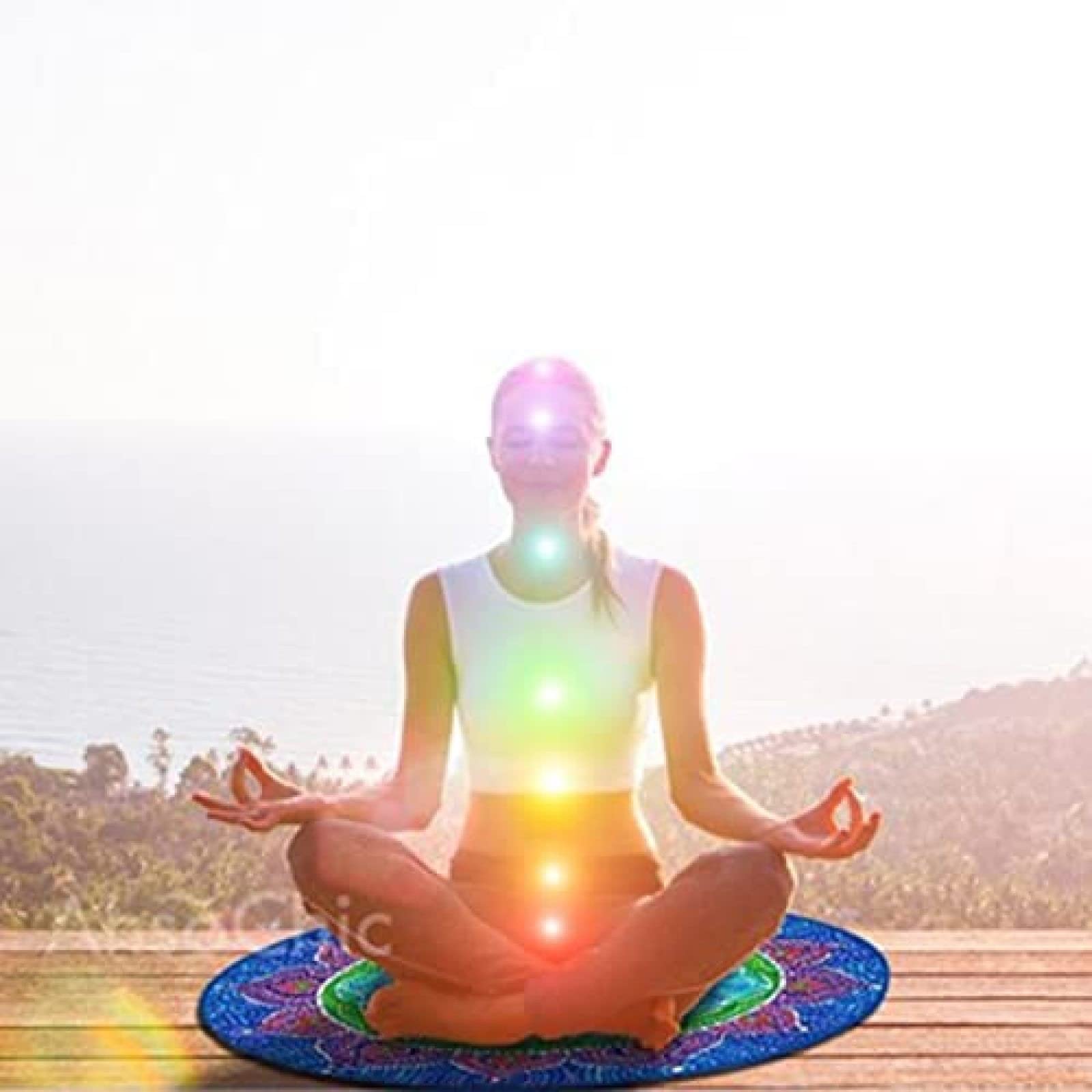 DIE Tappeto Rotondo Energy Flower of Life, Tappetino da Meditazione Antimacchia Morbido Antiscivolo per Meditazione Vivente Cuscino da Meditazione per La Casa 3 Colori,Cx-003,60 Cm,Constructive23