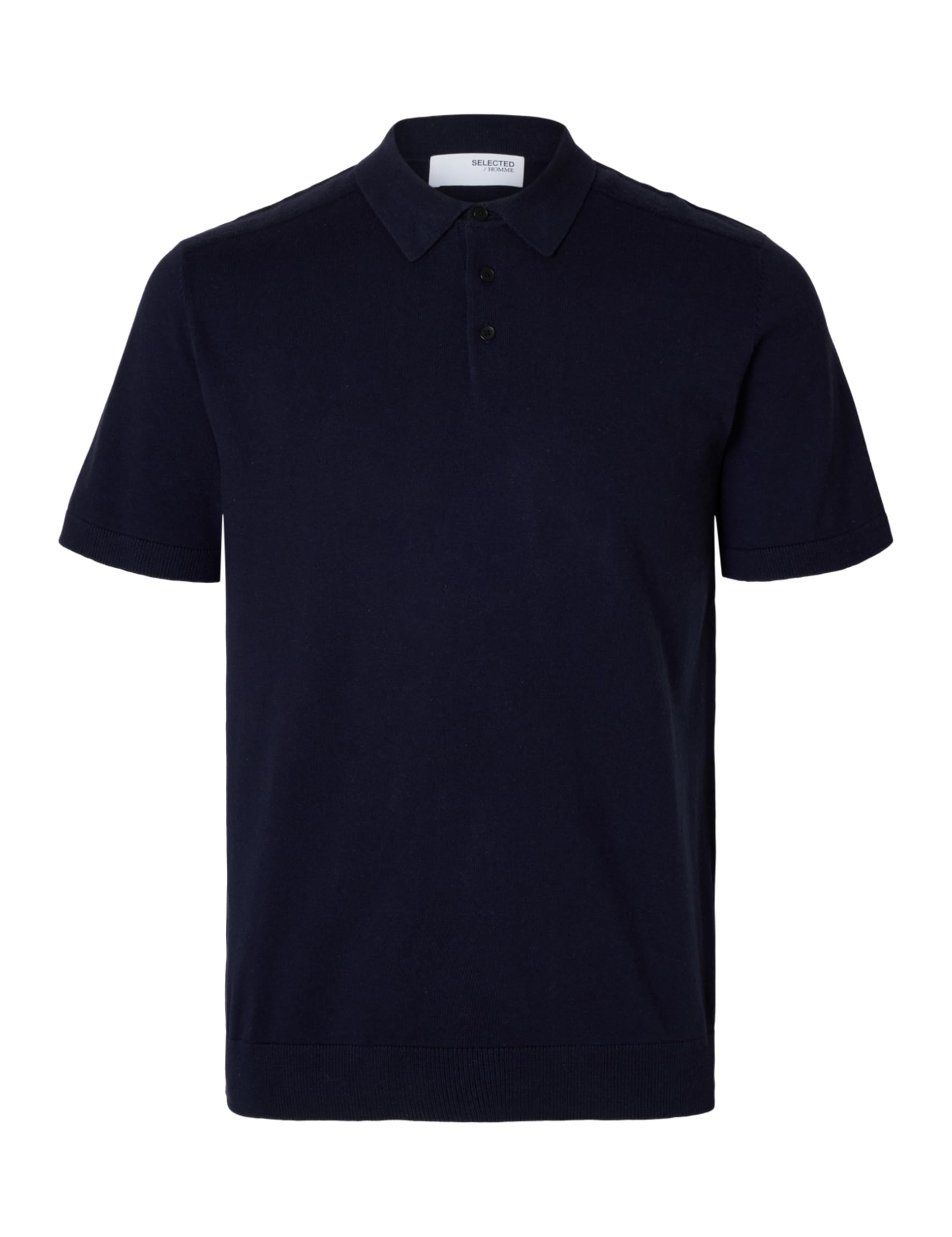 Selected Homme Men's Slhberg SS Knit Polo Noos Polo Shirt, Navy Blazer/Detail: Melange, S