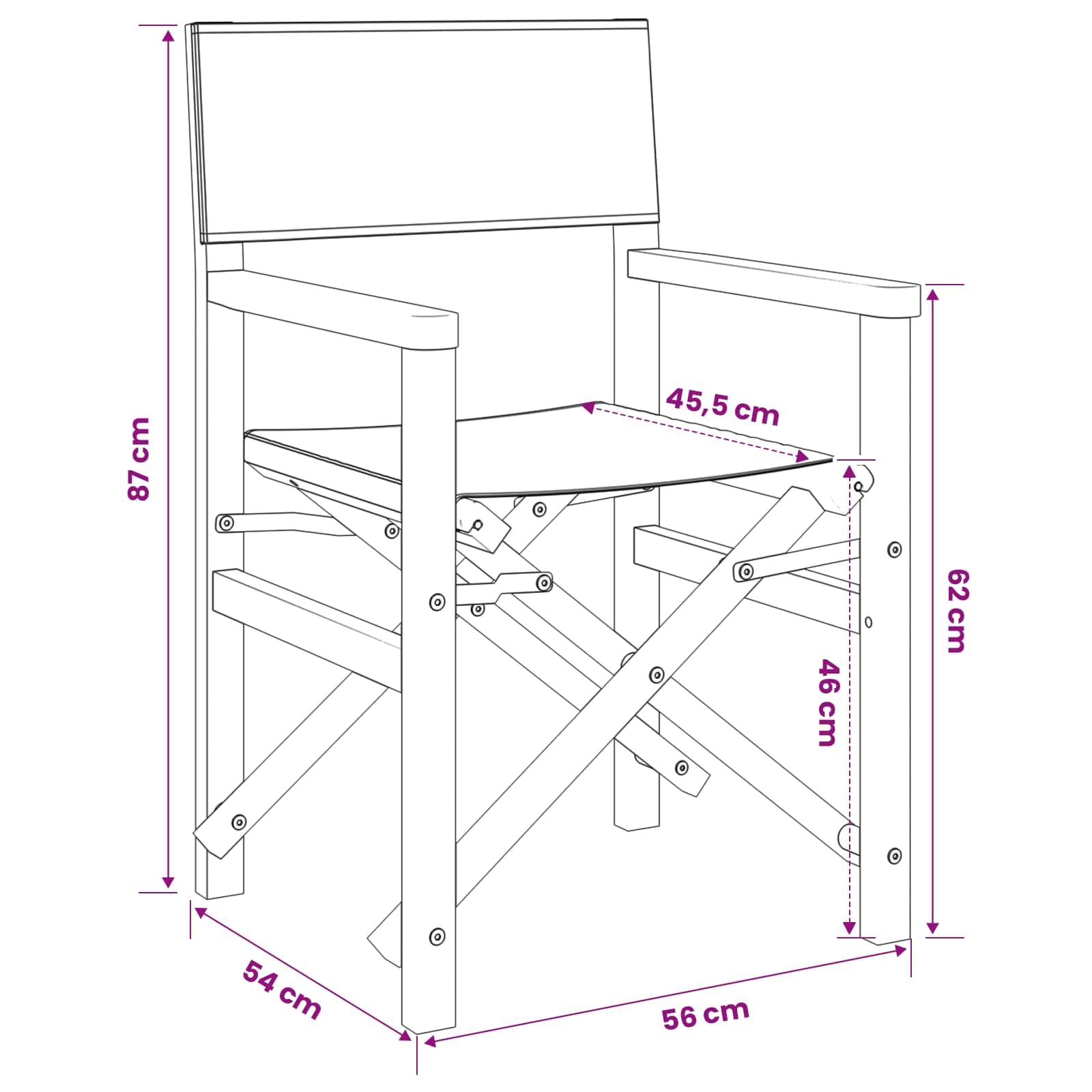 vidaXL Sedia da regista Marrone e Beige Legno di teak solido, Sedia Pieghevole Ergonomica per Giardino, Teak Resistente all'Acqua, Compatta per Esterni, Arredo alla Moda