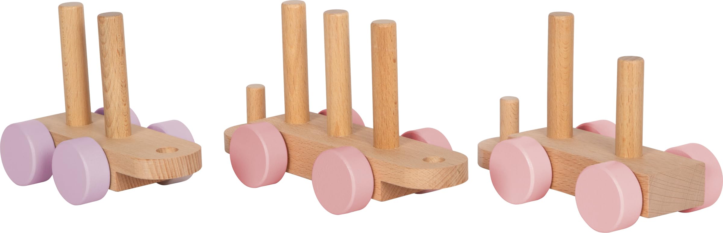 Small Foot Trenino Rosa in Legno, con 14 Elementi da combinare, per Bambini dai 12 Mesi, 12694