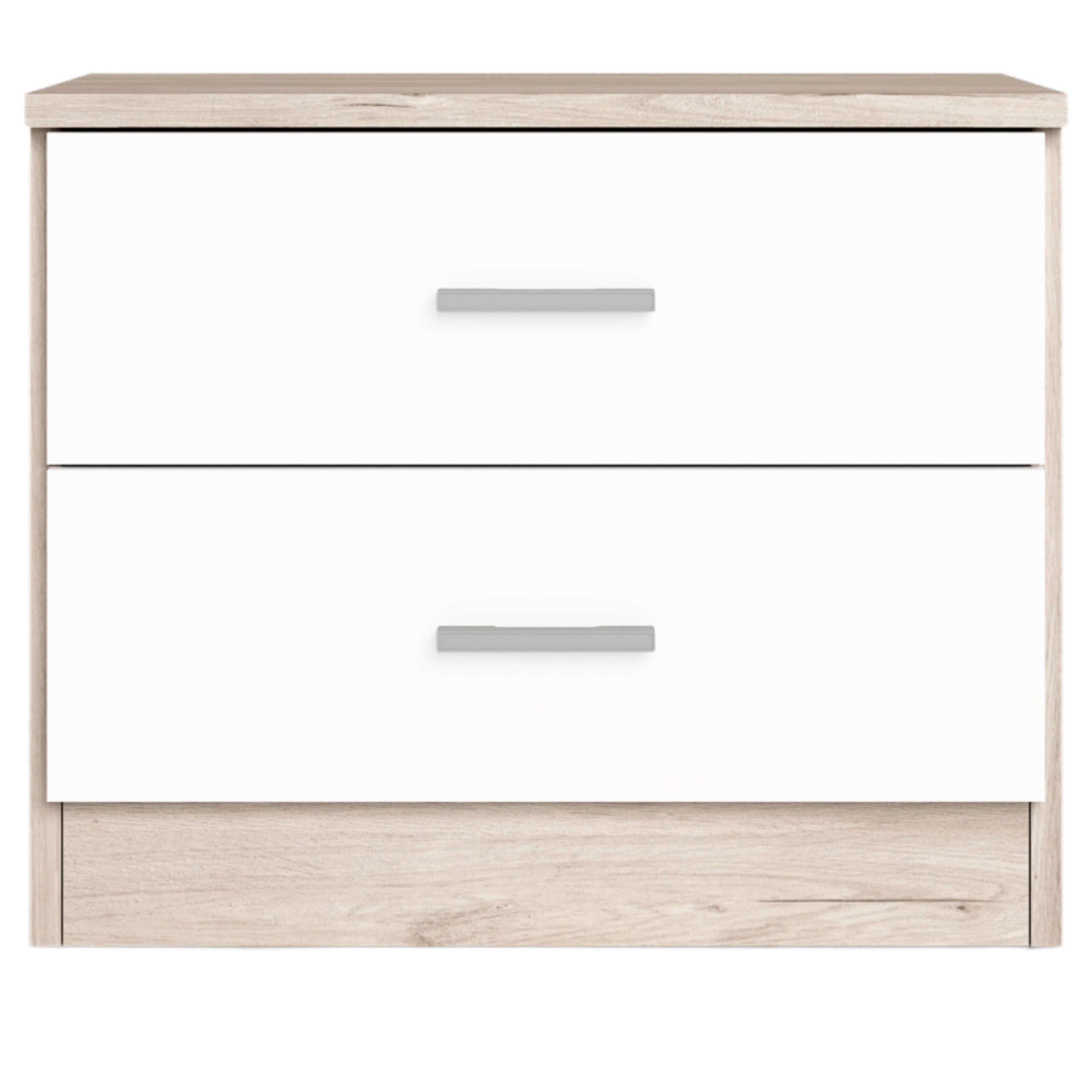 Miroytengo Pack Muebles Dormitorio con cabecero, cómoda y mesita Noche 2 cajones en Blanco Mate y Sahara