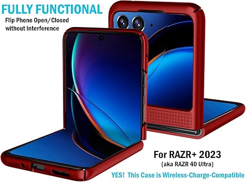 Miniatura 9 de Nakedcellphone - Funda con clip para Motorola RAZR+ 2023, textura de cuadrícula cubierta rígida delgada y giratoriatrinquete Combo de funda de