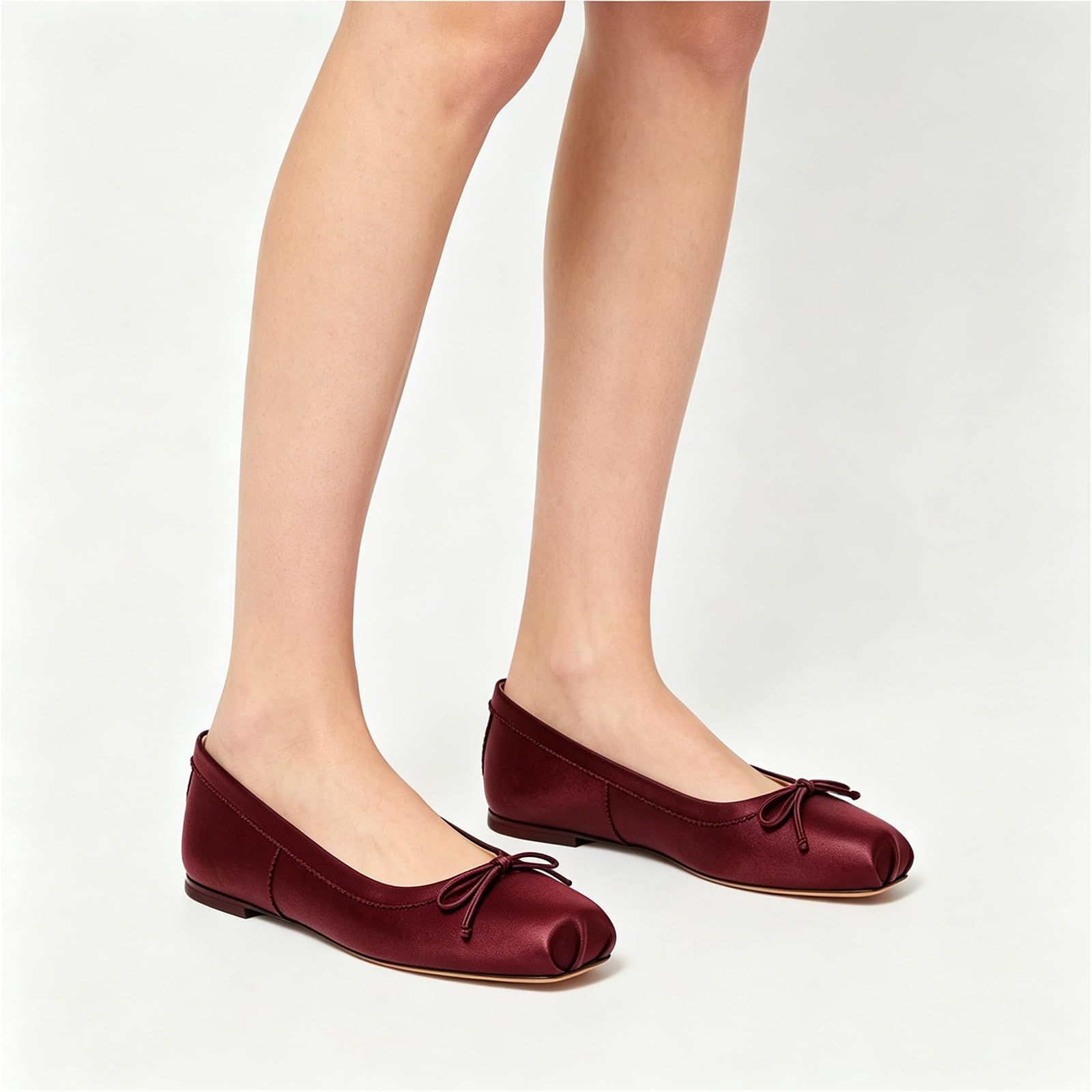 Lutalica W Ballerine da donna con punta quadrata e fiocco, casual, senza lacci, comode