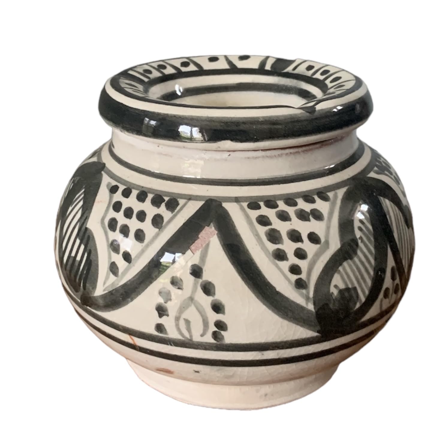 Moroccan Ceramic Ashtray, Hand Painted, 10 cm Diameter, for Cigarette, Tobacco, Pipe.