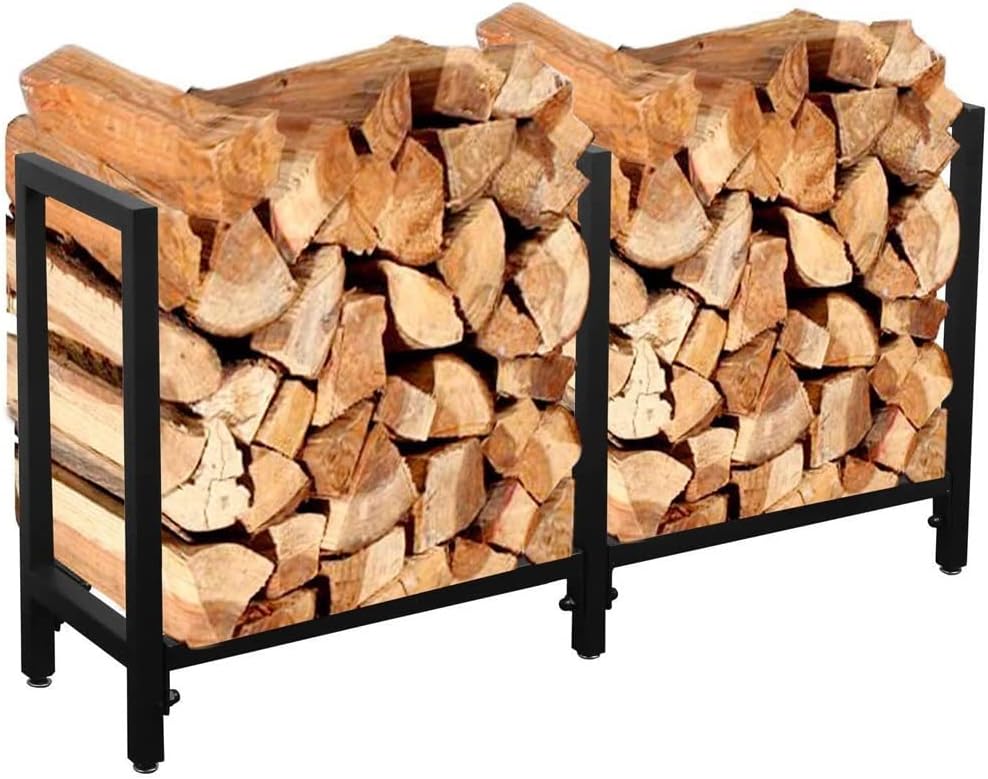 Indoor Outdoor Firewood Rack with Storage Shelves Simple Wood Rack for Firewood Storage,
