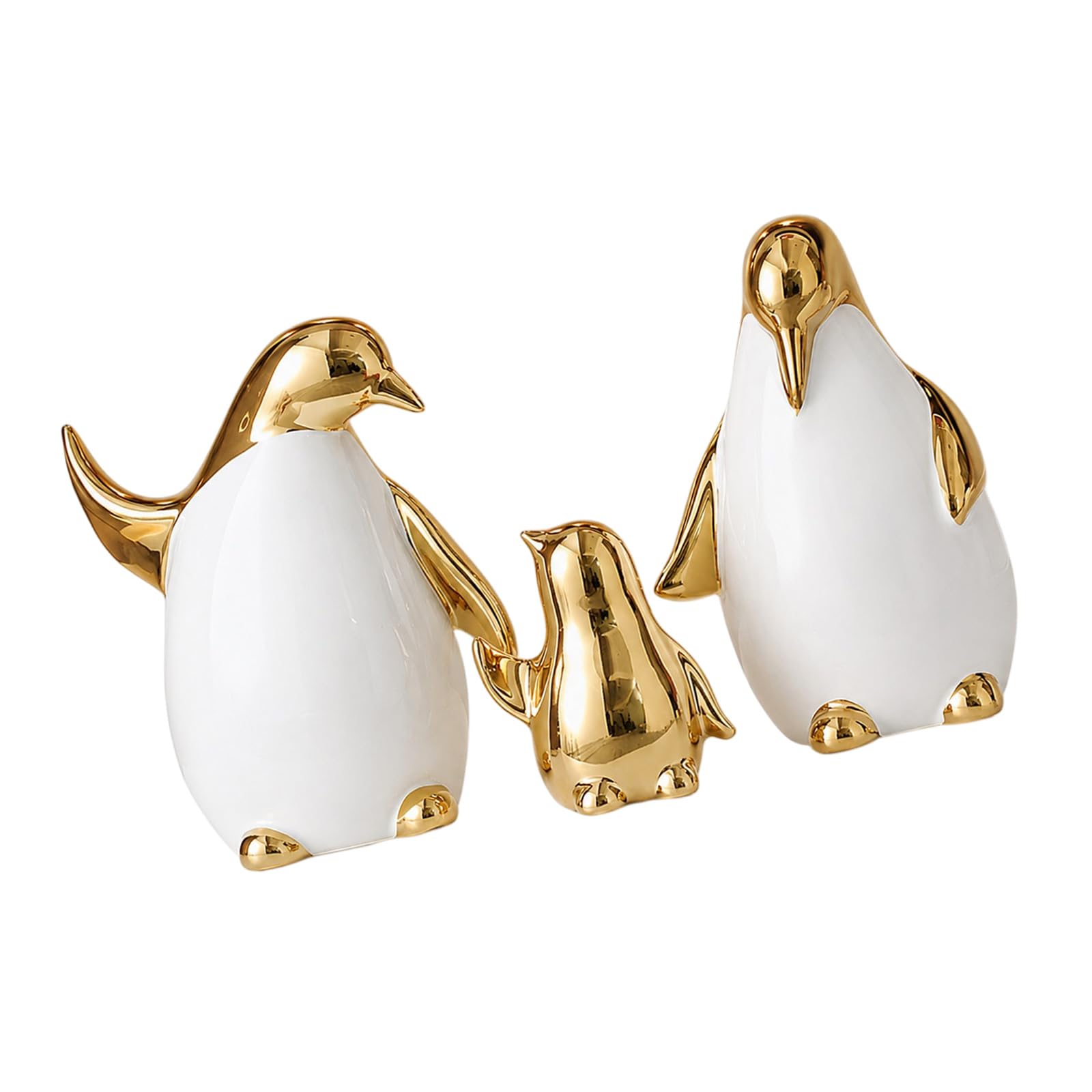 Zarte Pinguine, Familien-Skulptur-Set, Keramik-Tierfiguren für Kinderzimmer, Dekoration, Eltern-Kind-Vogel-Figuren, 3 Stück