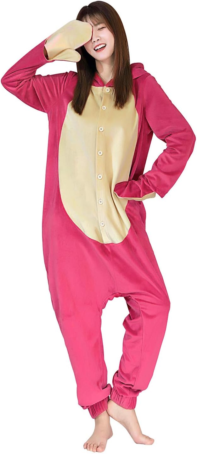 BilicosBilicos Men's Women's Sleepwear Pyjamas Christmas Halloween Carnival Suit Cosplay Costume L Pink