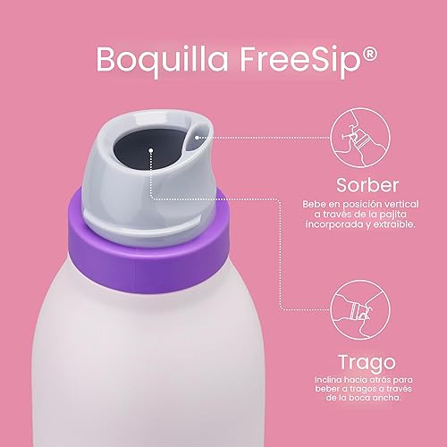 Miniatura 2 de Owala FreeSip Twist - Botella de agua aislada de acero inoxidable con pajilla para deportes y viajes, sin BPA, 24 onzas, rosa y morado (Dreamy Field)
