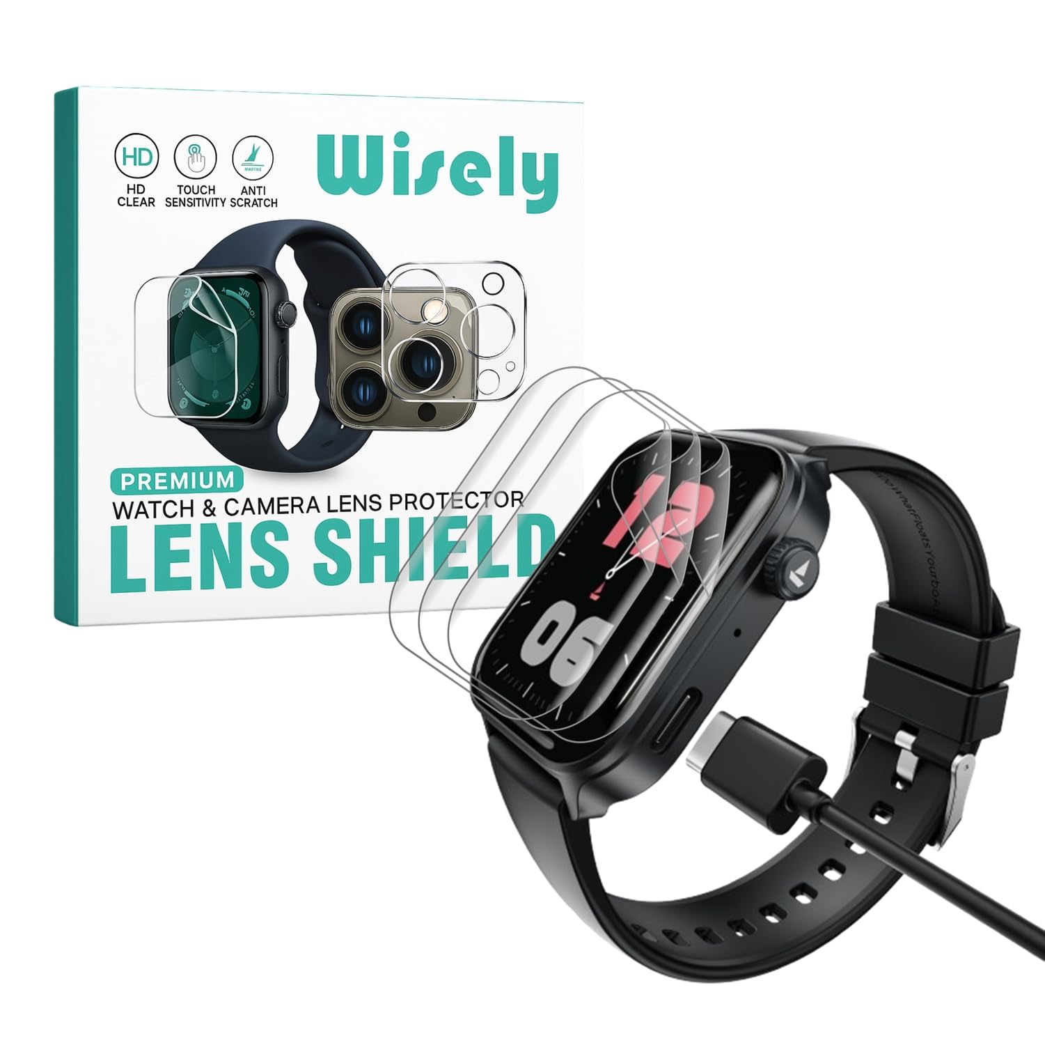 Wisely |3pcs| Screen Guard Protector Compatible For Boat Storm Call 4 Smartwatch |1.96"| Bubble Free, HD Clear, Full Cover, Easy installation kit-image-17