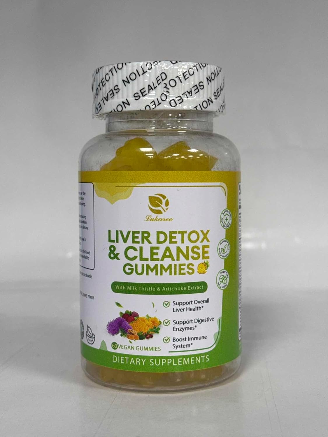 Liver Cleanse Detox & Repair Gummies - Milk Thistle Silymarin, Dandelion, Artichoke Extract & Elderberry - No Sugar, Pineapple Flavor - 120 Count