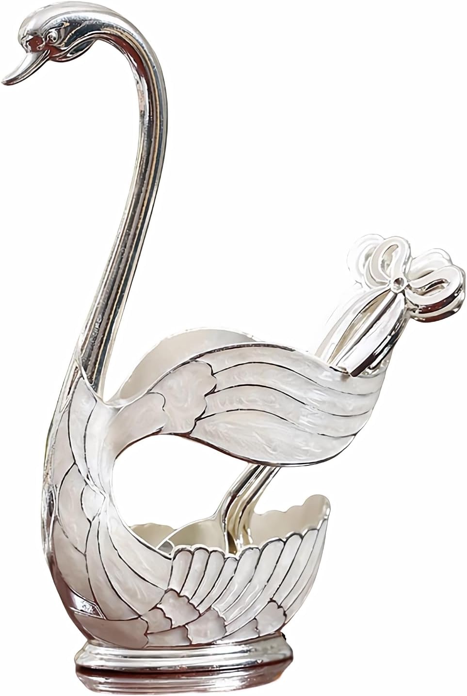 Decorative Gold Swan Base Holder with 6pcs Coffee Spoon Set - Creative Dessert Spoons,Gold