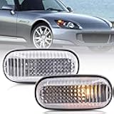 OEM Side Marker Light for 2000-2009 Hon'da S2000 S2K 2Pcs Fender Indicator Lamp Clear Lens With Amber Halogen Light Bulbs