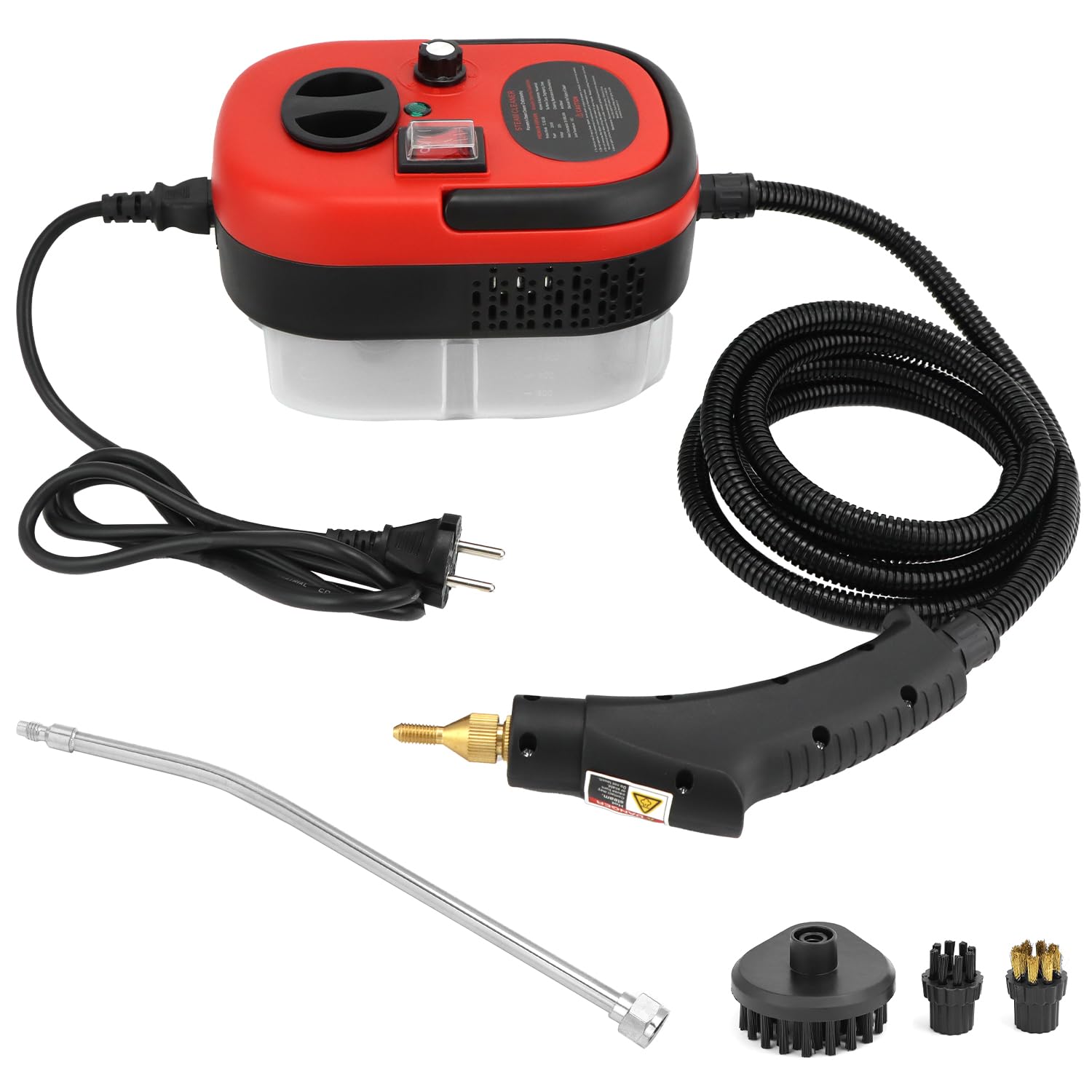 QWORK® Limpiador a vapor 2500w, limpiador de vapor de mano con cabezales de cepillo, para cocina, baño y garaje