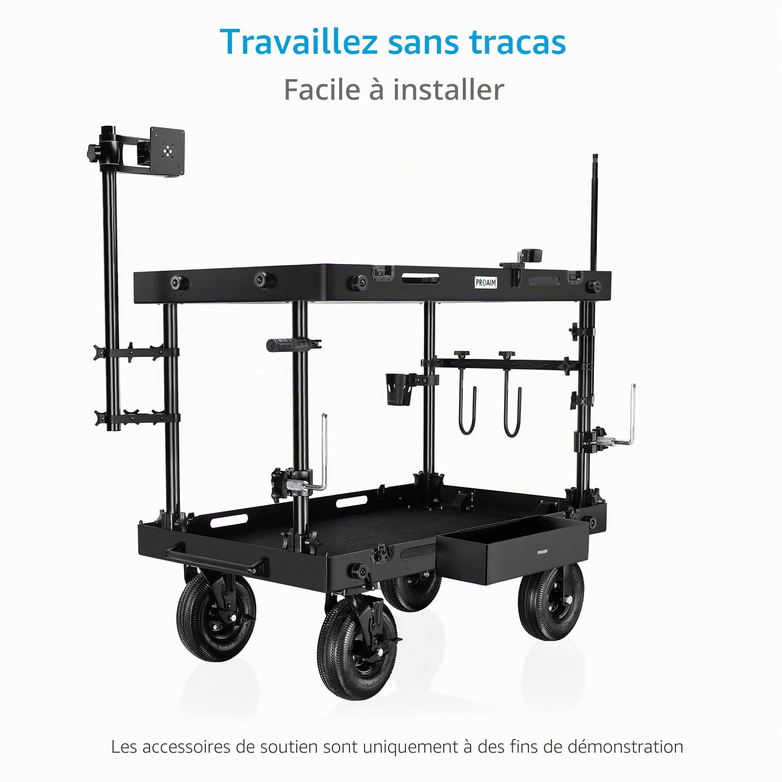 PROAIM accessoire de rack/jardinière pour Camera chariot d'équipement | donne une place pour ranger les petits équipements et Misc | fabriqué en aluminium – léger, robuste et très stable (Vctr-ar)