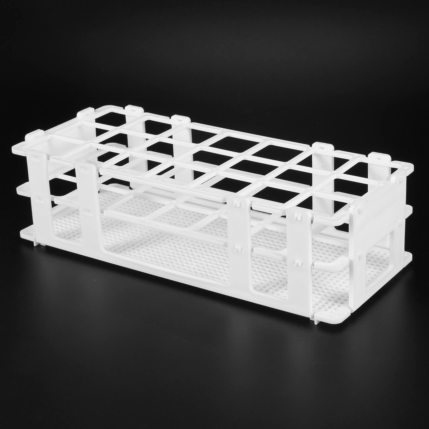 3 confezioni di plastica reagente vetro rack, 21 fori laboratorio reagente vetro titolare per 30 millimetri reagente bicchieri, bianco, rimovibile (21 fori)