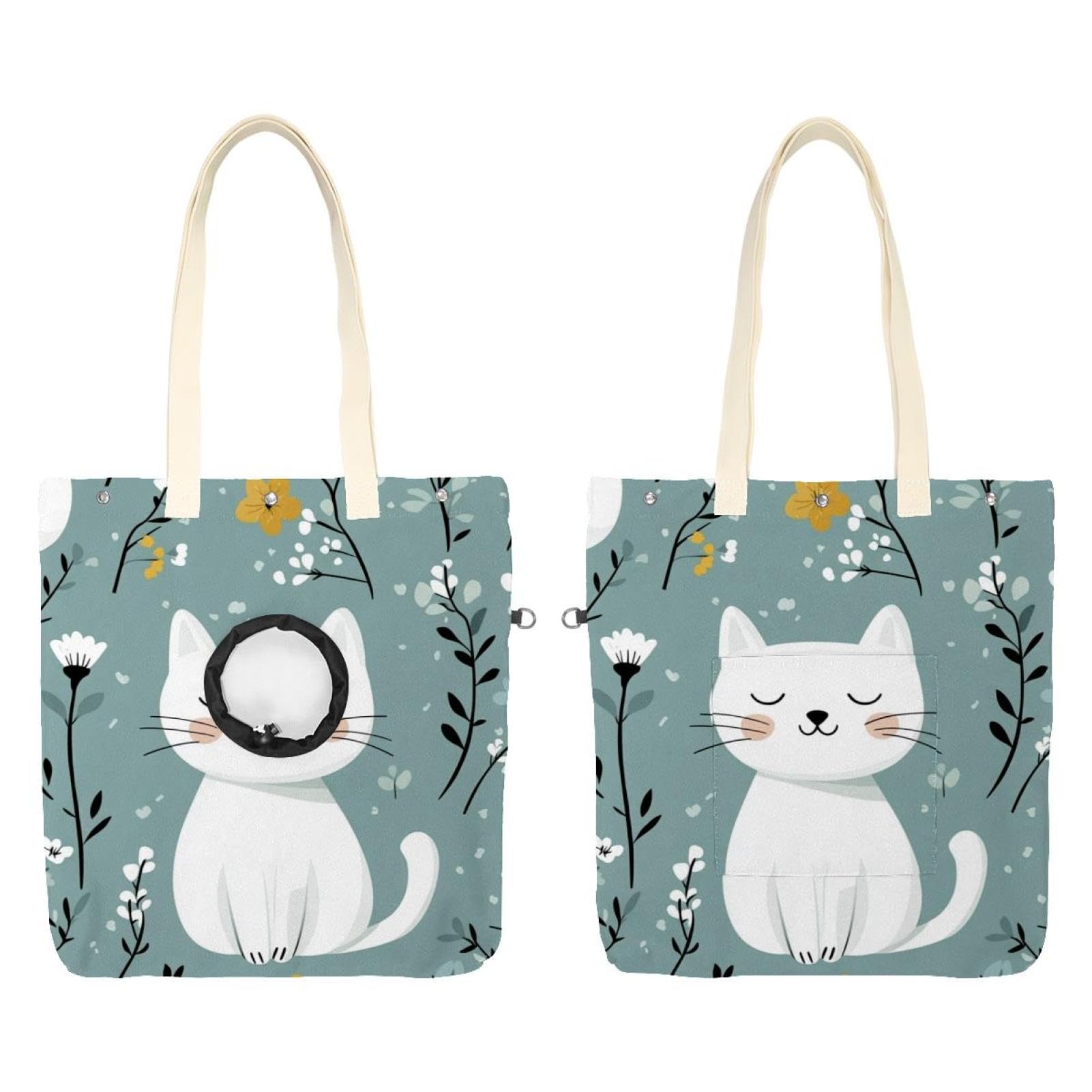 Sac à bandoulière en toile pour animal Show Head durable avec motif chat mignon